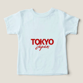Elegante Tee gráfico japonés para niños Tokio rojo