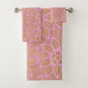 ELEGANTE TEJIDO DE CUARTO DE BAÑO FLORAL EN ROJO