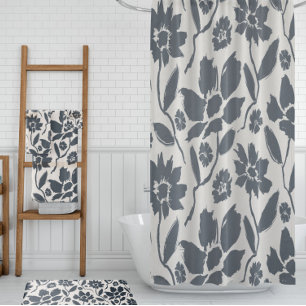 Elegante tela de crema floral azul oscuro