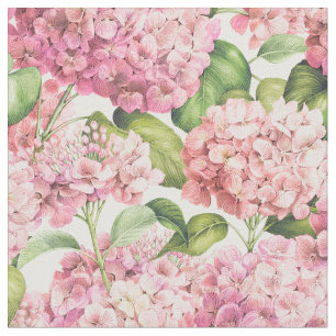 Elegante Tela De Patrón Floral De Hidrangea Rosa D