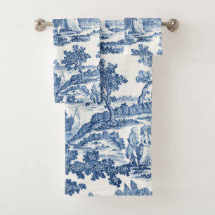 Elegante tela francesa azul y blanca
