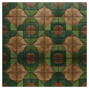 Elegante tela geométrica verde y marrón