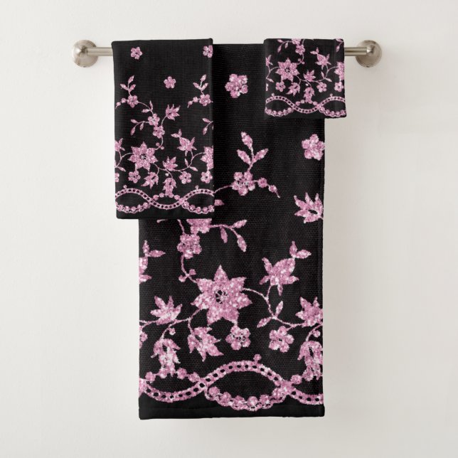 ELEGANTE TELÉFONO DE DIAMANTE NEGRO ROSA LACE BAÑO (In situ)