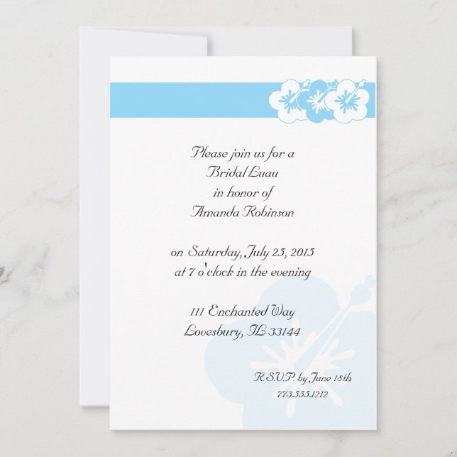 Elegante tema Luau Invitaciones Blue (Anverso)
