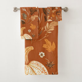Elegante Terra Cota Pumpkin Autumn Floral Pattern