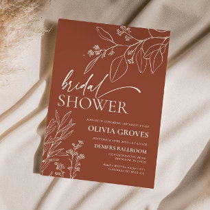 Elegante Terracota Bridal Shower Invitación