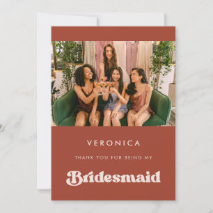 Elegante Terracota Bridesmaid Gracias tarjeta de f