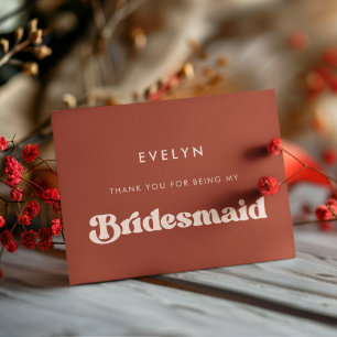 Elegante Terracota Bridesmaid tarjeta de agradecim