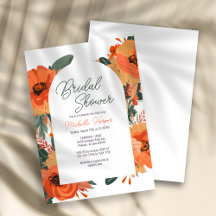 Elegante Terracota Floral Bridal Shower Invitación