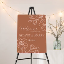Elegante terracota floral Simple Boda bienvenida