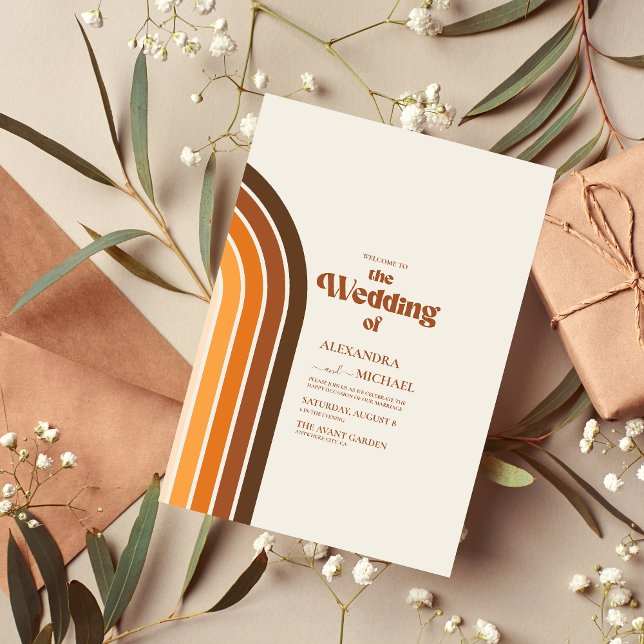 Elegante Terracota Whimsical Wedding Invitación (Subido por el creador)
