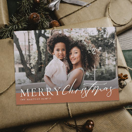 Elegante Terracotta Feliz Navidad Floral Foto