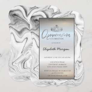 Elegante Tiara de Oro Moderno, Invitación de Mármo