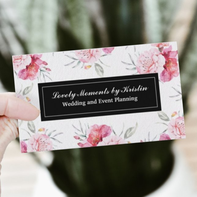 Elegante tienda de flores rosa tarjeta de visita (Subido por el creador)