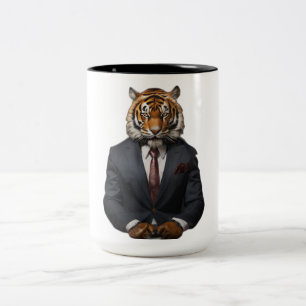 Elegante tigre en una taza de traje - Único