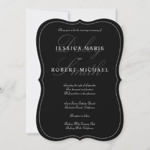 Elegante tipo Invitación a la boda blanca y negra
