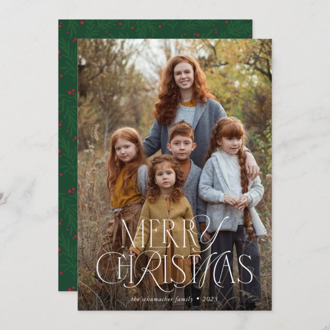 Elegante Tipo mixto Foto completa Feliz Navidad (Anverso / Reverso)