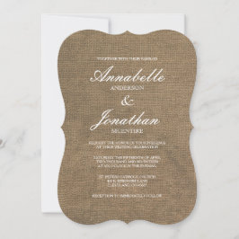 Elegante tipografía Burlap Wedding Invitación
