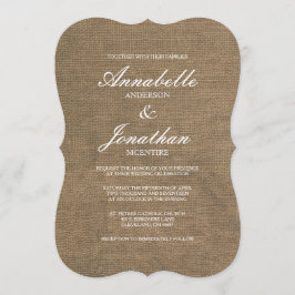 Elegante tipografía Burlap Wedding Invitación