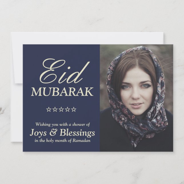 Elegante tipografía personalizada Eid Mubarak Foto (Anverso)
