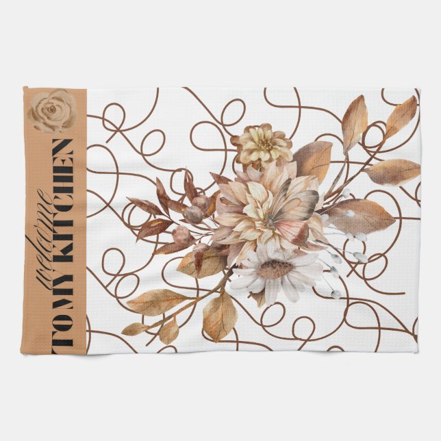 Elegante toalla de cocina floral (Horizontal)
