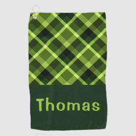 Elegante Toalla De Golf De Monograma Verde Pea