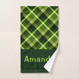Elegante Toalla De Mano De Monograma Verde Pea