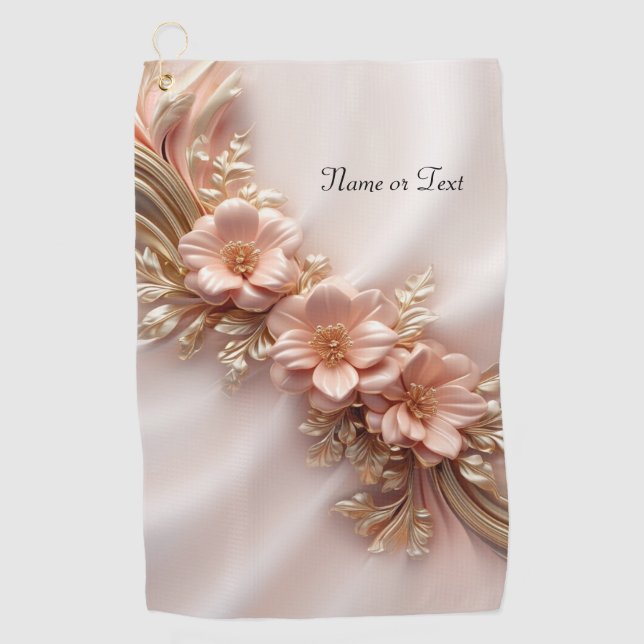 Elegante toalla de Naranja Peach Floral Golf (Anverso)