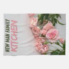 Elegante toalla de plato de diseño floral rosa ros