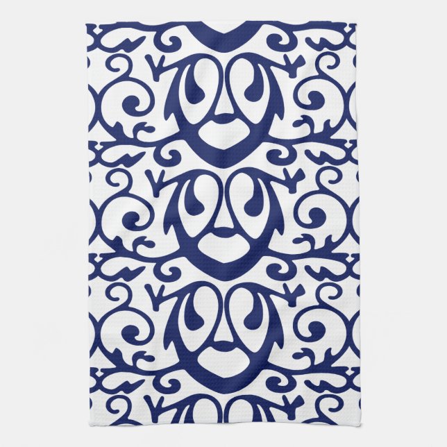 Elegante toallas de cocina con motivos azules y bl (Vertical)