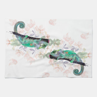 Elegante toallas de cocina pintadas en Chameleon