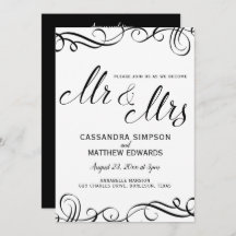 Elegante todo en una boda invitaciones | Negro