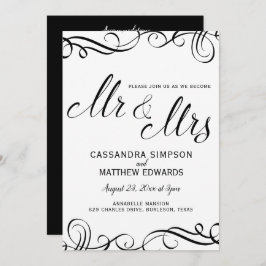 Elegante todo en una boda invitaciones | Negro