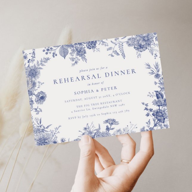 Elegante Toile Ensayo Floral Invitación a la cena (Subido por el creador)