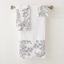 Elegante toile floral blanco y negro