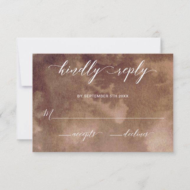 Elegante Tones de Tierra Boda acuarela RSVP (Anverso)