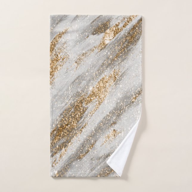 Elegante toque de brillo dorado genial (Toalla de mano)