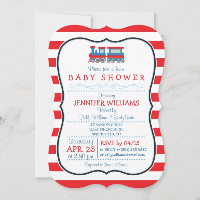 Elegante Toy Train Invitación Baby Shower (Anverso)