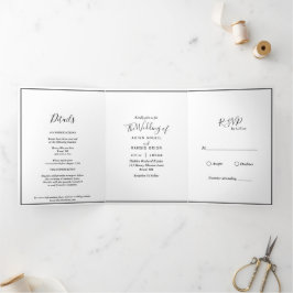 Elegante Tríplio Moderno Letra Invitación Doble