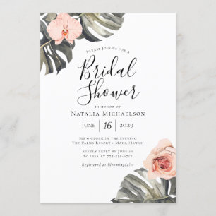 Elegante Tropic Bridal Shower Invitación
