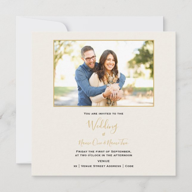 Elegante tu invitación de boda de memoria fotográf (Anverso)