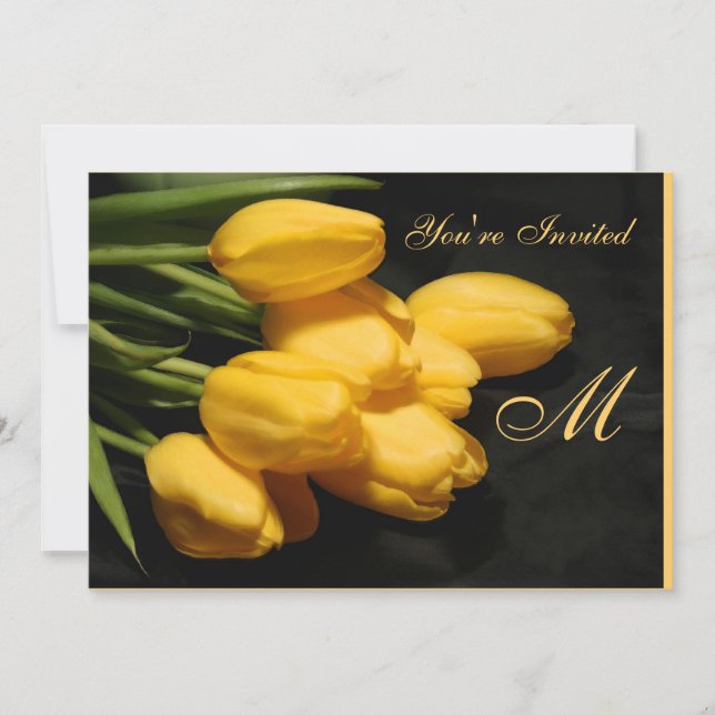Elegante Tulipán Amarillo Toda Invitación De Ocasi (Anverso)