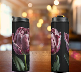 Elegante tulipán morado 12 oz. Botella térmica