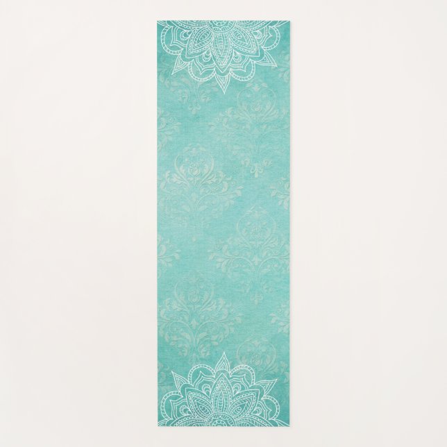 Elegante Turquesa Oriental Mandala Yoga Mat (Anverso)