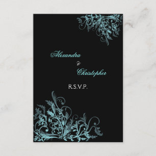 Elegante Turquesa Swirls Wedding RSVP
