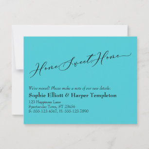 Elegante Turquoise Hogar Dulce Hogar Nueva Tarjeta