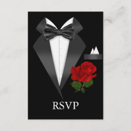 Elegante Tux & Rosa Fiesta de Corbata Negra RSVP
