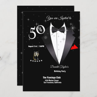 Elegante Tuxedo 50.ª Invitación a la fiesta de cum
