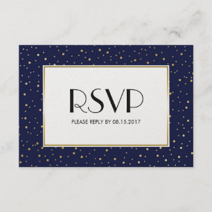 Elegante Twinkle Stars Midnight Blue Sky Gold RSVP