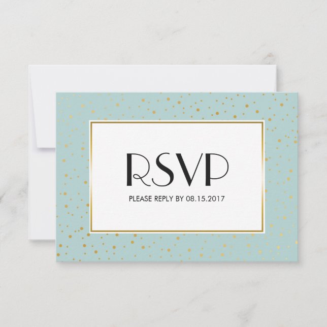 Elegante Twinkle Stars Pastel Mint Gold RSVP (Anverso)